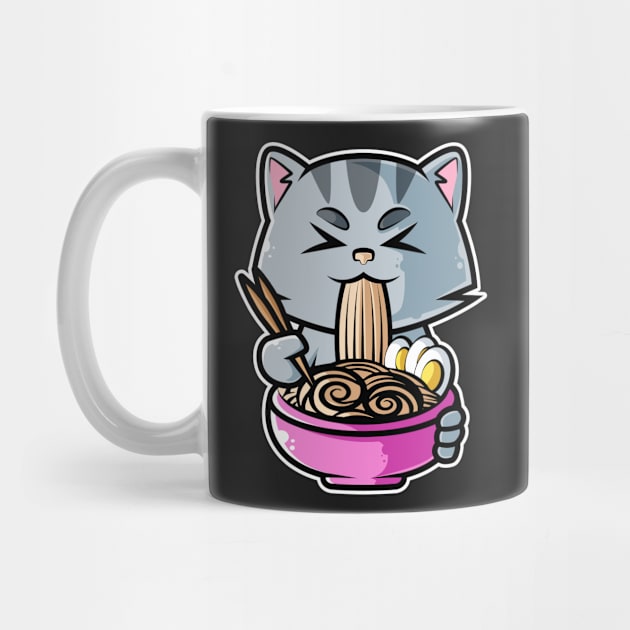 Cat Ramen Bowl Kawaii Neko Anime Japanese Noodles product by theodoros20